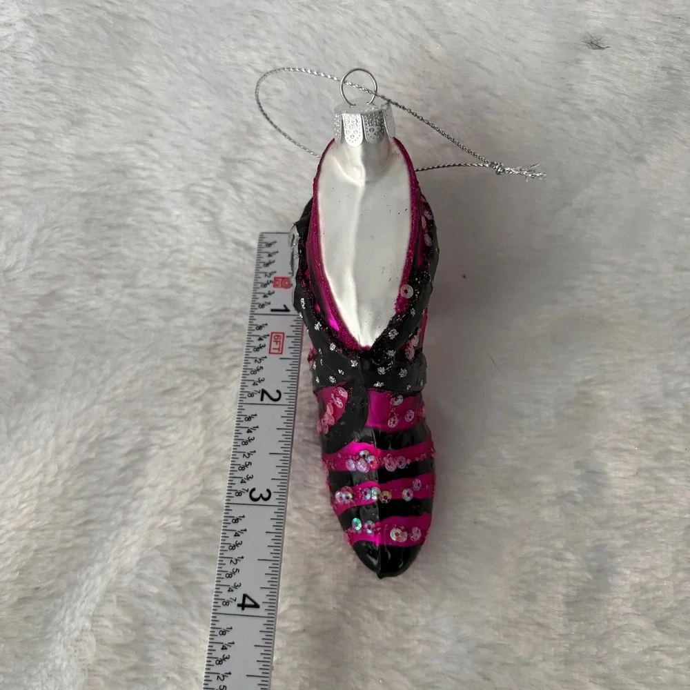 Fashion Shoe Ornament Lot 7pc Zebra‎ Brocade Glam Diva North Pole Glass Stiletto